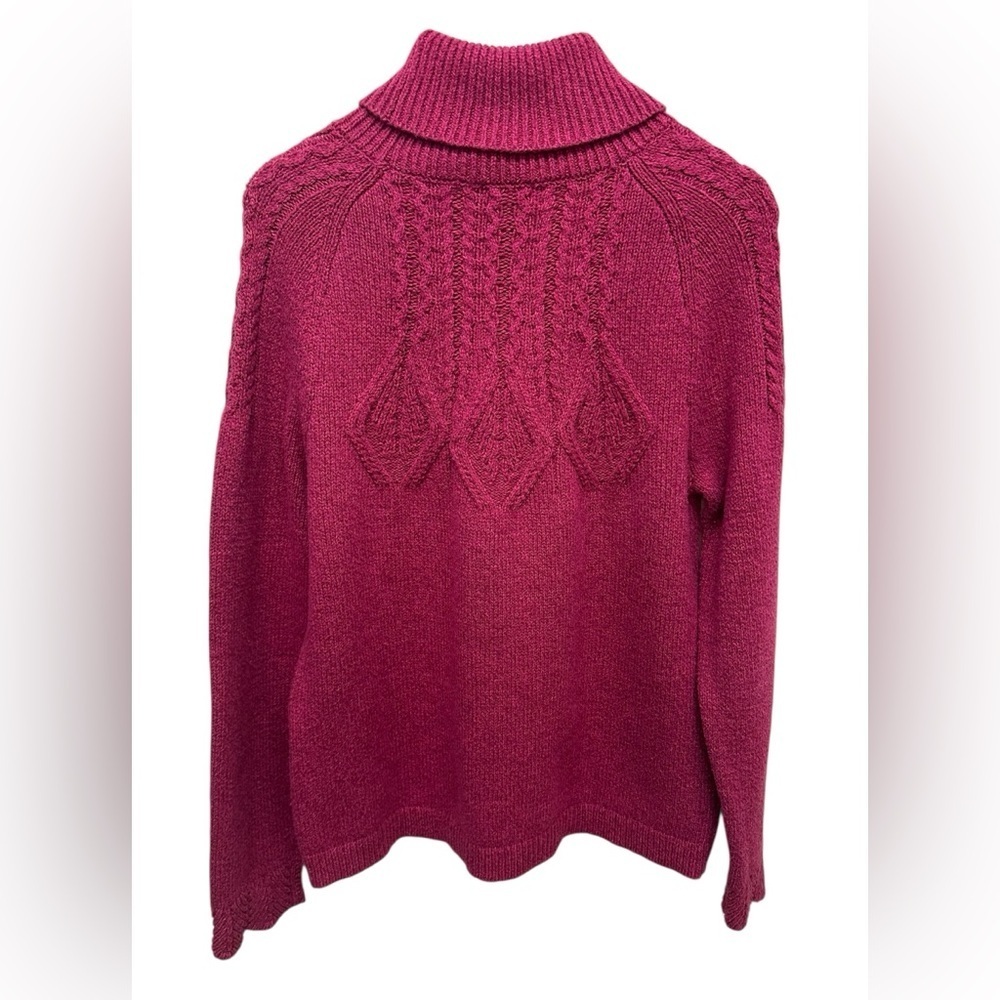 SUNDANCE Mountainview Cable-Knit Turtleneck Sweater Womens Sz L Pink Pullover - Picture 5 of 7